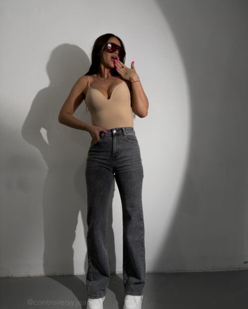 SZARE JEANSY FLARE 134